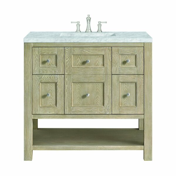 James Martin Vanities 36'' Single Vanity, Whitewashed Oak w/ 3 CM Carrara White Marble Top 330-V36-WWO-3CAR